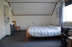 东卡佩勒De strandkamer的一间卧室配有床、水槽和窗户
