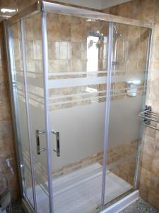 EchedoAPARTAMENTO LOS CACTUS的浴室里设有玻璃门淋浴