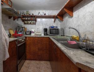 潘波洛沃伊利扎别墅酒店的一间带水槽和微波炉的小厨房