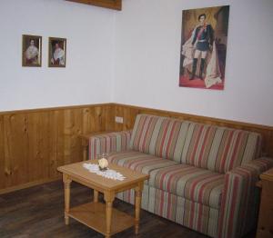 派廷格普法芬温克尔阿尔卑斯山酒店的客厅配有沙发和桌子