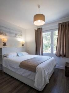 圣布莱温欧申BREVOCEAN Chb calme Côte Atlantique的一间卧室设有一张大床和一个窗户。