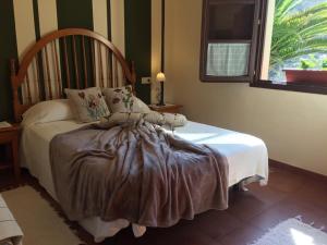 Santa EulaliaHotel peñacabrera 1的一间卧室配有一张床铺,床上有毯子
