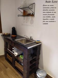 UcedaSuite Love Jacuzzi (Casas Toya)的厨房配有水槽和台面