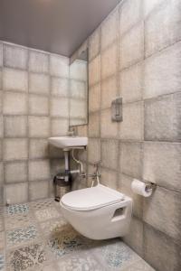 孟买Nap Manor Hostels的一间带卫生间和水槽的浴室