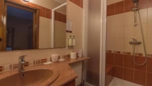 巴亚马雷丰塔纳旅馆的浴室配有盥洗盆和带镜子的淋浴