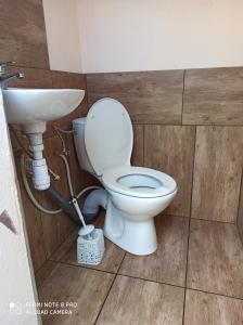 WiżajnyCamping U Mani的一间带卫生间和水槽的浴室