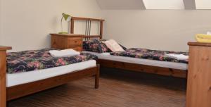 赫拉德茨 - 克拉洛韦萃堂酒店的带两张床和梳妆台的房间