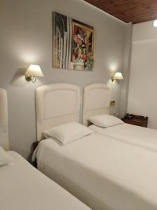 特尔斐克鲁罗斯酒店的配有2张白色床的客房内的2张床
