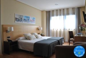 托雷洪-德阿尔多斯Porcel Avant的配有一张床、一张书桌和一扇窗户的酒店客房