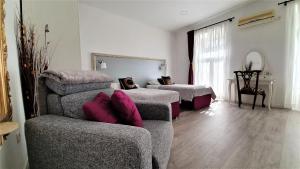 里耶卡Apartment Cont的一间带两张床和一张沙发的客厅