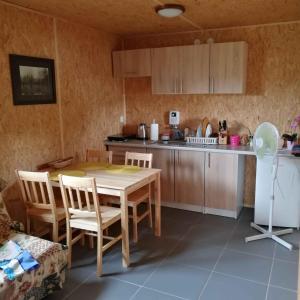 BorzychyEurostruś - zoo, domki的厨房配有桌椅