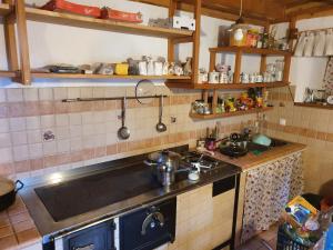 普雷德沃尔Glamping Apartment Oasis of peace的厨房配有炉灶和水槽。