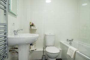 因弗内斯Millburn Apartment的白色的浴室设有卫生间和水槽。