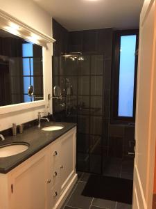 安特卫普Kloosterloft的一间带两个盥洗盆和淋浴的浴室