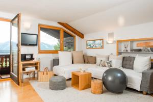拉姆绍达赫斯坦Alpin Appartement Reinhard Tritscher的带沙发和电视的客厅