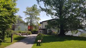弗里堡Le Domaine (Swiss Lodge)的人行道旁有树的建筑