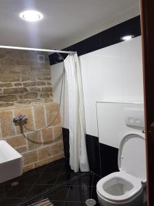 吉诺卡斯特科纳酷旅馆的一间带卫生间和石墙的浴室