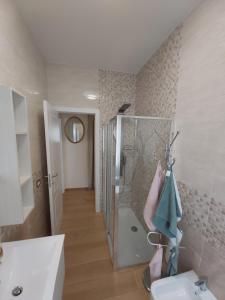 代森扎诺-德尔加达Le Rive的带淋浴和盥洗盆的浴室