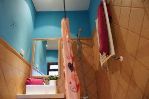 隆达若拉莫利诺德尔蓬特隆达酒店的带淋浴和镜子的浴室