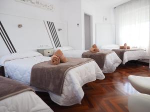 欧德鲁佐PR乌纳埃斯特雷亚多拉达酒店的一间设有四张床的客房,配有棕色毛巾