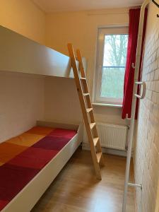 劳雷尔苏格Robbenoort 45的一间卧室配有一张双层床和梯子