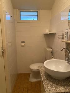 劳雷尔苏格Robbenoort 45的浴室配有白色卫生间和盥洗盆。