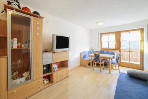 萨尔图西奥Strickerhof - Appartment 3的客厅配有桌子和电视