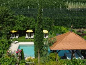 切尔梅斯菲雷奥普酒店的享有带遮阳伞的游泳池的顶部景致