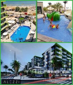 北马马亚-讷沃达里ALZ Beach Apartments in Alezzi Beach Resort的游泳池两张照片的拼合