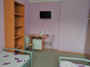 斯托尼拉斯奇Na Skwerku的客房设有1张床、1张办公桌和1台电视。