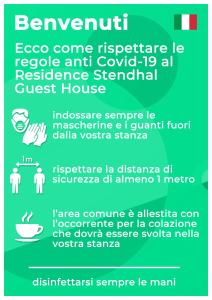 奇维塔韦基亚Residence Stendhal Guest House的绿色海报,用生态电子冰解救和善意的词