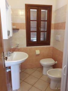 阿祖罗港Agriturismo del Monte的一间带水槽和卫生间的浴室