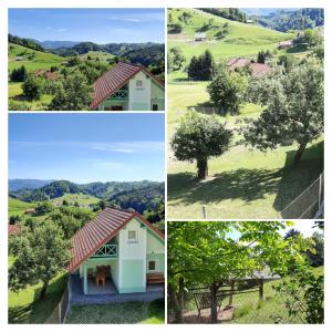 SevnicaHoliday Home Neokrnjena Narava的房屋和树的四种不同景色