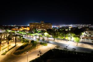 亚喀巴Oryx Hotel Aqaba的夜晚带灯光的城市景观
