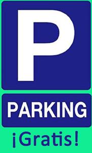 塞维利亚Imperial - Parking gratis的停车场标志,带有p和停车前缀