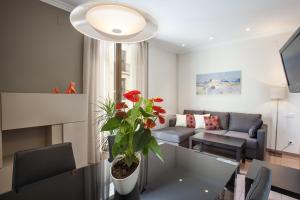 巴塞罗那BCNGOTIC 41的客厅配有沙发和植物桌子