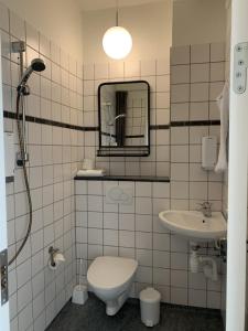 里伯登亚姆勒阿莱斯特酒店的一间带卫生间、水槽和镜子的浴室