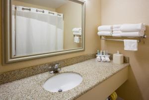 法戈法戈智选假日酒店 - West Acres的浴室配有盥洗盆、镜子和毛巾