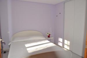 圣马克西姆佩特拉公寓式酒店的窗户客房内的一张白色床