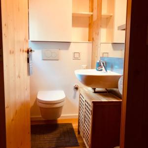 安嫩海姆My Tiny Moos - Exklusiver Urlaub im Tiny House的一间带卫生间和水槽的浴室