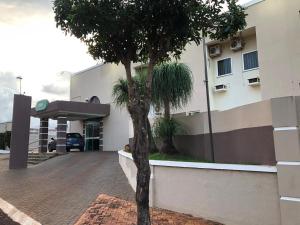 伊通比亚拉Nioja Hotel的一座建筑前的棕榈树