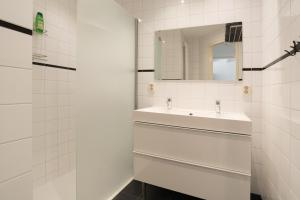 阿姆斯特丹Central Rooftop Terrace Guest Suite的白色的浴室设有水槽和镜子