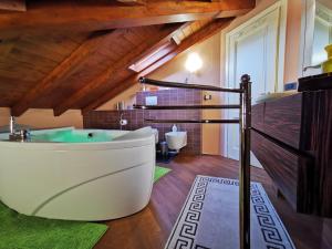 斯特雷萨Alba sul lago B&B的带浴缸和盥洗盆的大浴室