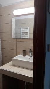 凯尔基尼Kerkini Houses的浴室设有白色水槽和镜子