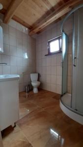鲁恰内尼达Domki Marina Niedźwiedzi Róg的一间带卫生间、水槽和窗户的浴室