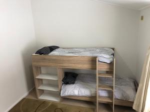 荷斯安山Shamrock Apartment 4的客房角落处设有两张双层床。