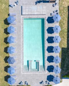 阿普索斯La Maison Corfu - Adults Only的享有蓝色瓷砖游泳池的顶部景色