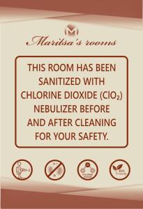 斯塔夫罗斯马里查公寓的浴室里的标志,表示这个房间已经被用氯消毒了