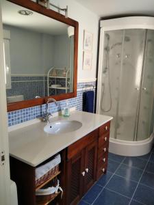 布龙查莱斯apartamento lahuerta的一间带水槽和淋浴的浴室