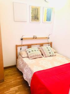 巴塞罗那阿普图卡特公寓的一张床上有两个枕头的房间